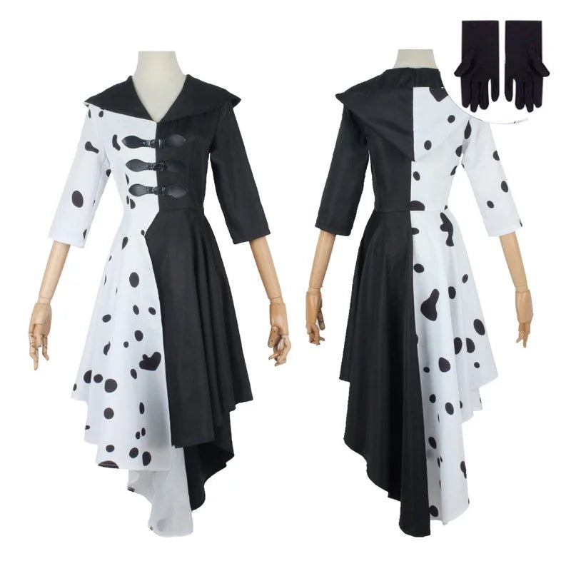 Adults Black White Witch Deville Cosplay Costume Dress for Women with