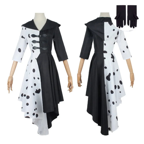 Adults Black White Witch Deville Cosplay Costume Dress for Women with
