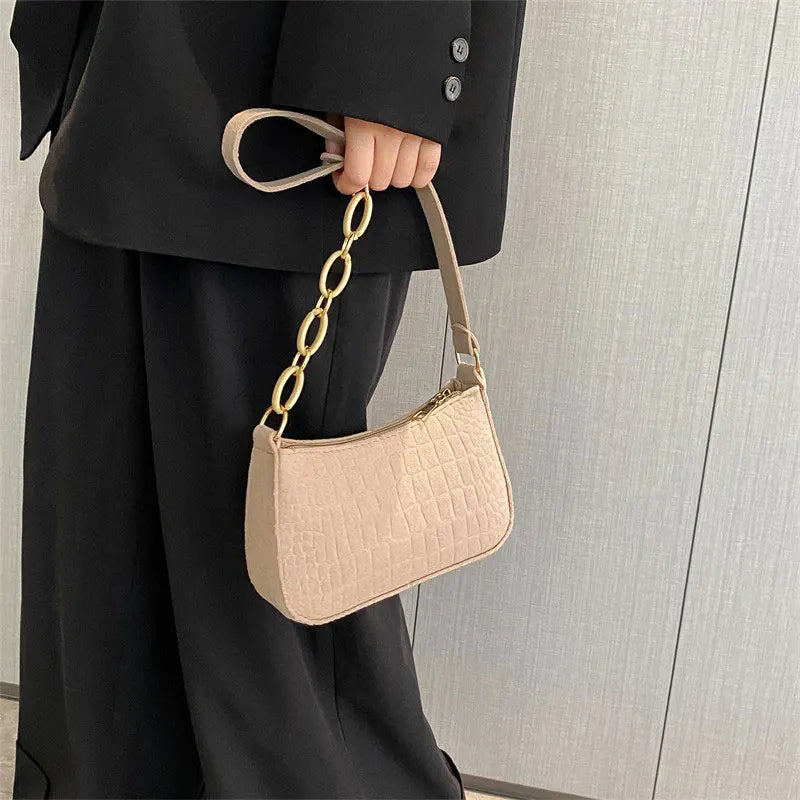 New Felt Bag Textured Crocodile Niche Underarm Bag Fashion Chain Tote
