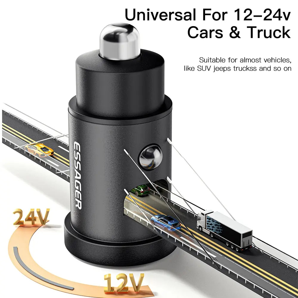 Essager 30W 5A QC PD 3.0 SCP USB Car Charger Quick Charge4.0 USB Type