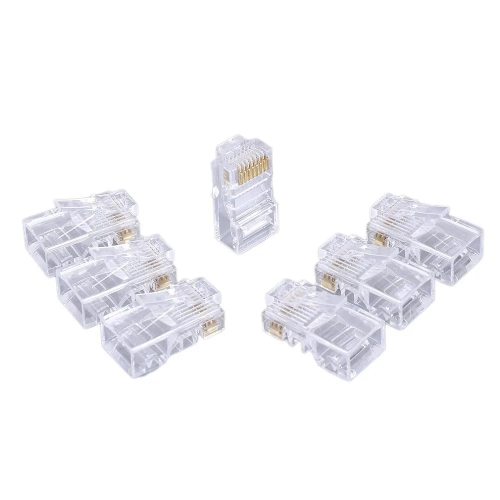 100PC RJ45 Ethernet Cables Module Plug Network Connector Crystal Heads