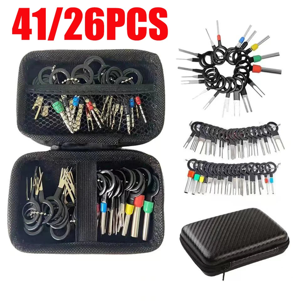41/26pcs Car Terminal Removal Kit Box Wire Plug Connector Extractor