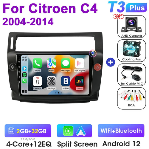 2 Din Android 12 Car Radio For Citroen C4 C-Triomphe Quatre 2004-2014