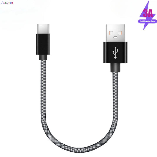 Type C Micro USB Cable 20cm 3A Short Fast Charging For iOS Samsung