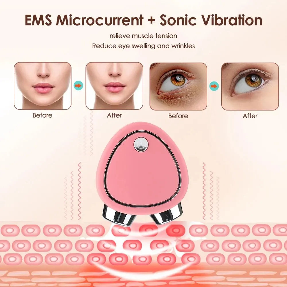 3D Micro Current Beauty Skin Electric Face Massager 3 Gears At Home