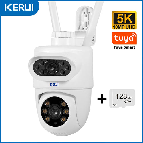 KERUI Outdoor 10MP 5K HD Dual Lens WiFi IP Camera Tuya Smart PTZ