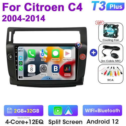 2 Din Android 12 Car Radio For Citroen C4 C-Triomphe Quatre 2004-2014