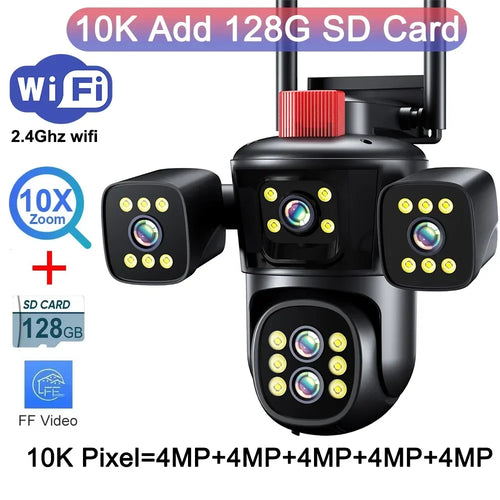 20MP WiFi Network Camera 10K Wireless Outdoor 10X Zoom Four Screen