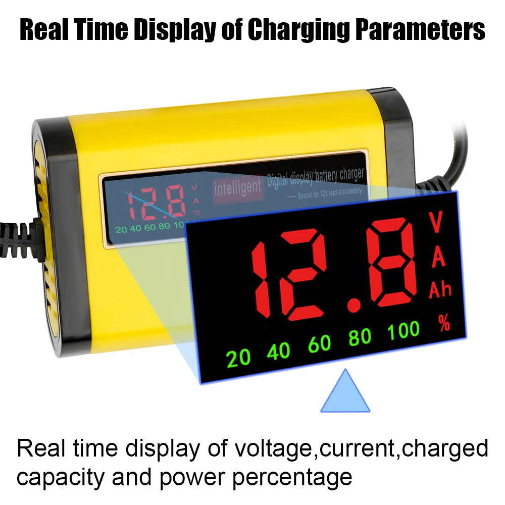 Full Automatic Car Battery Charger Digital LCD Display 2A Fast