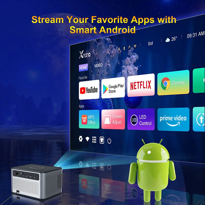 Xnano X3 Pro Mini Portable Projector 4k Video Decode Support Android