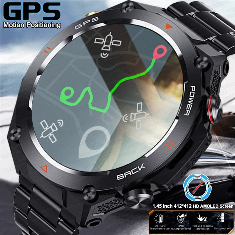 New GPS Smartwatch 1.45'' AMOLED Display 100 Sports Modes Voice