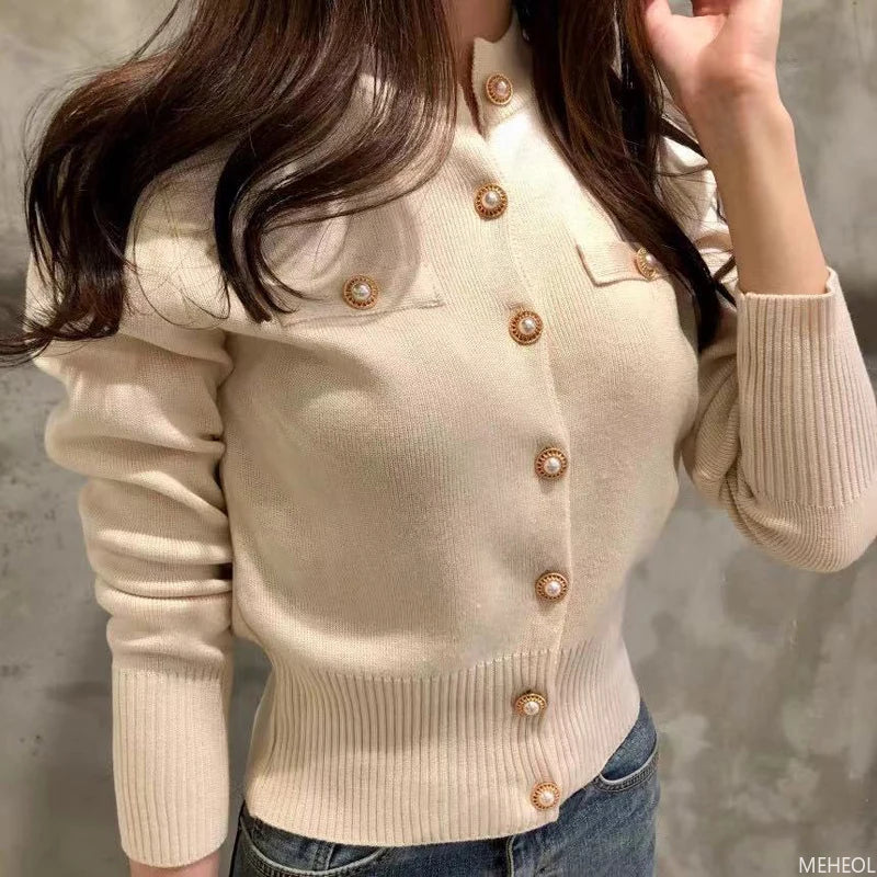 Autumn Long Sleeve Fashion Women Cardigans Sweater Knitted Coat Short