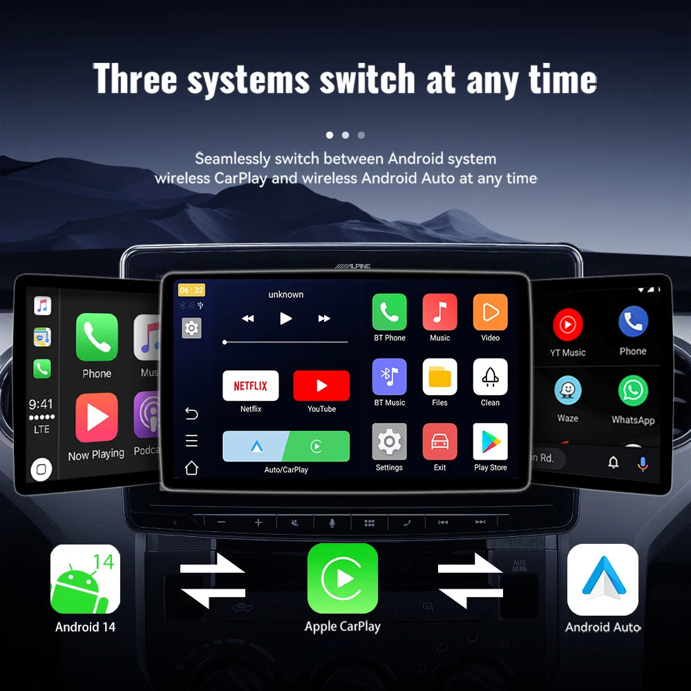 Acodo 2025 Android 14 3In1 CarPlay Ai Box Wireless Android Auto USB
