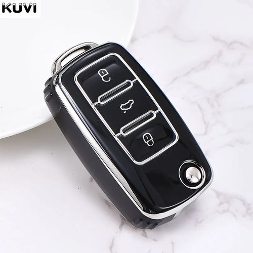 Leather TPU Car Key Case Cover For Volkswagen VW Polo Golf Passat