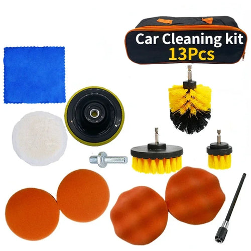 New car cleaning kit scrubber drill detailing brush set air
