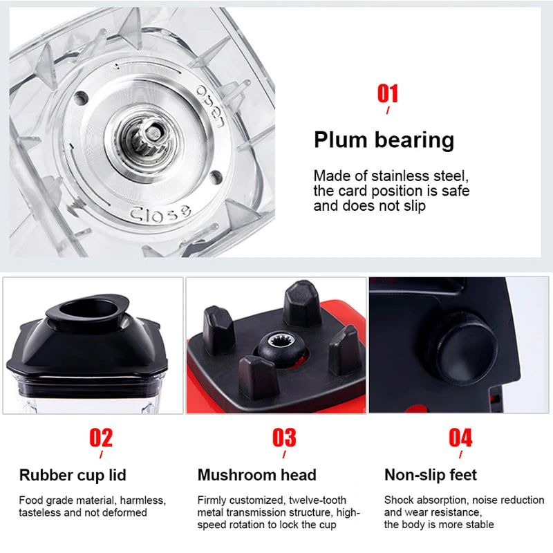 2000W Heavy Duty Commercial Blender Stationary Mixer Food Processor