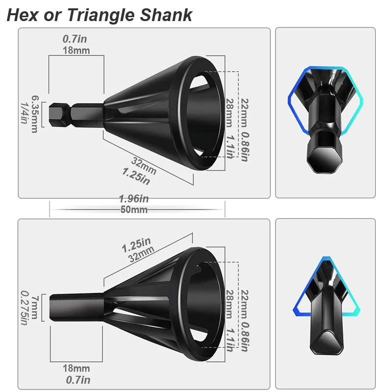 Deburring External Chamfer Tool Metal Hex Triangle Trimming Drill Bit