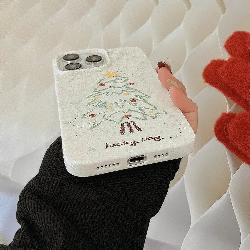 Soft Cartoon Christmas Tree Pattern Phone Case For iPhone 16 15 14 13