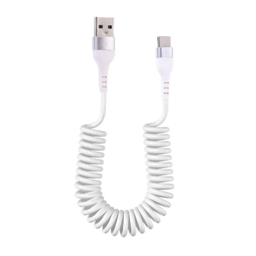 Retractable USB-C Cable 5A Fast Charger Data Wire Car Spring Type C