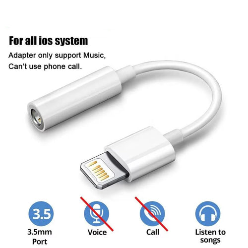 Lighting connector audio adapters and IOS adapter to 3.5mm jack AUX