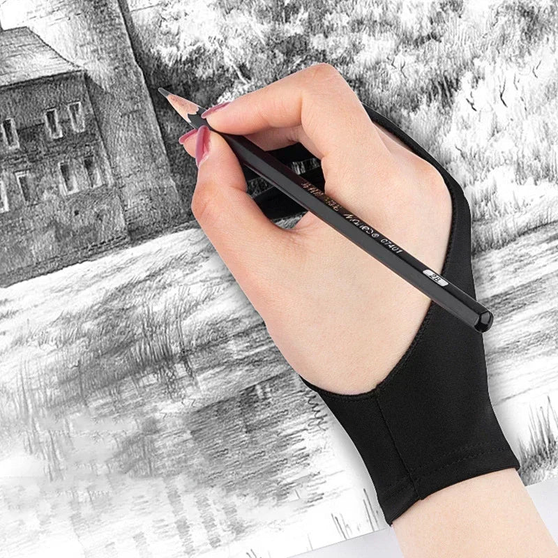 S/M/L Two-Finger Drawing Gloves Anti-touch Anti-fouling for Tablet
