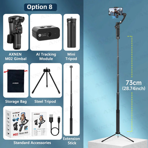 AXNEN M02 Gimbal Smartphone Stabilizer 3-Axis Anti-shake Video Record