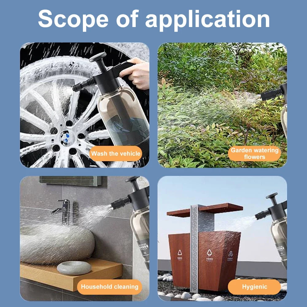 2L Hand Pump Wash Spray Bottle Car Foam Wash Sprayer Car High Pressure