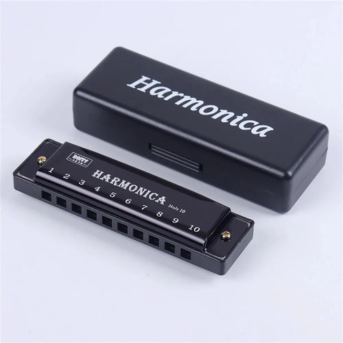 Harmonica Key of C 10 Hole Diatonic Harmonica C with Case for Beginner