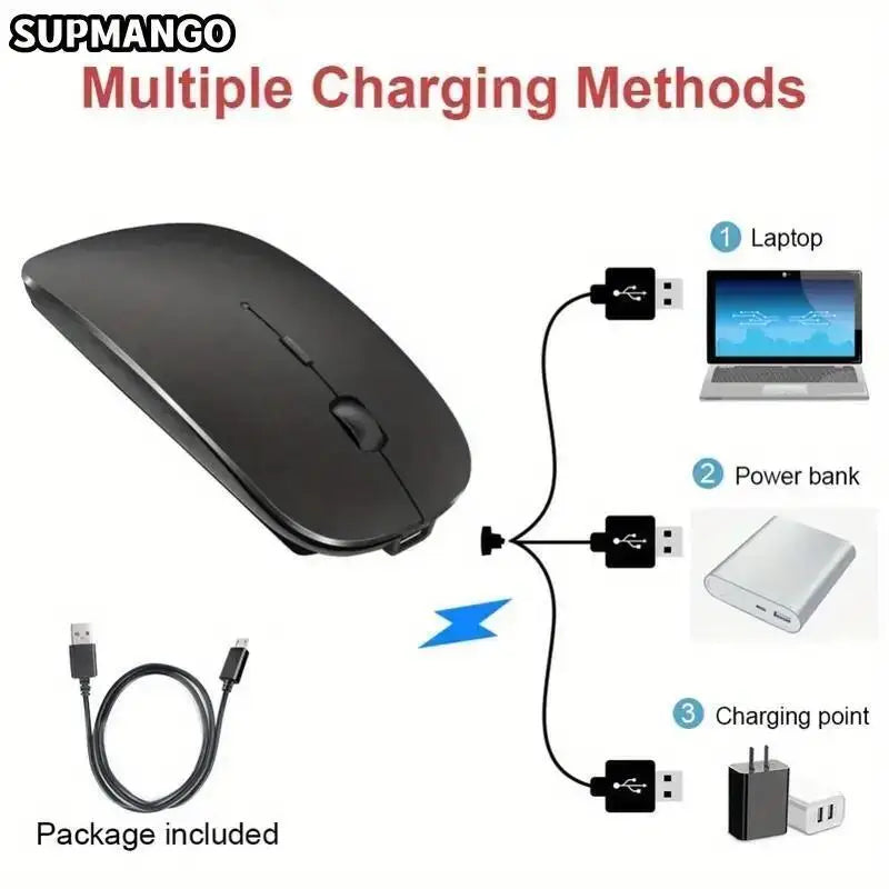 Rechargeable Wireless Mouse With 2.4GHz USB 1600DPI Mouse for Computer