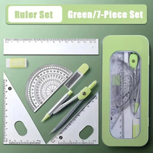 7-Piece Compass and Ruler Set Student Ruler Set Cute Rriangle Ruler