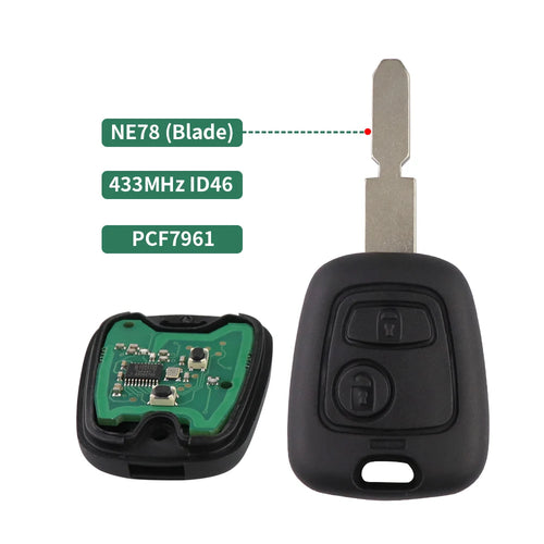 433MHz Remote Car Key For Citroen C1 C2 C3 Saxo Xsara Picasso Berlingo