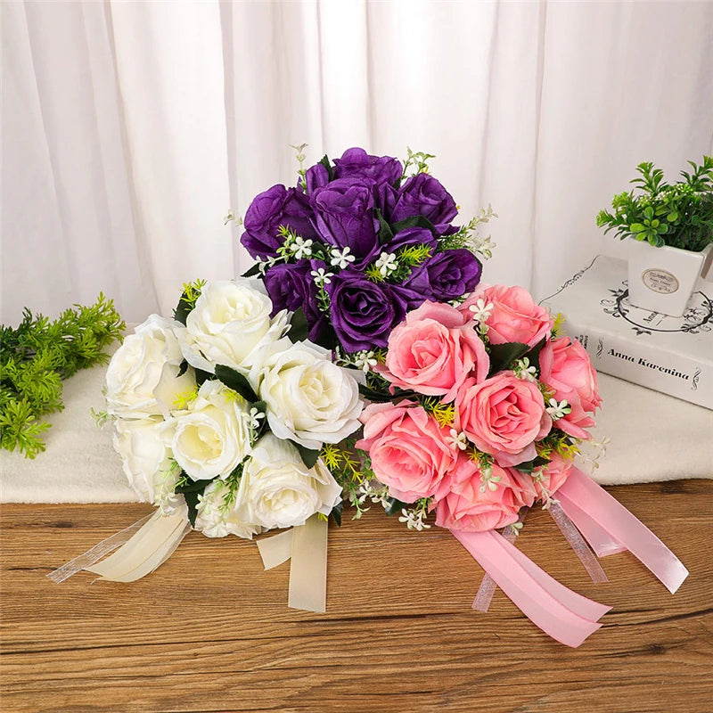 Bridal Flower Bouquet Wedding Supplies Artificial Silk Rose Peony