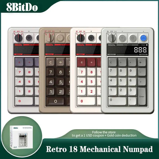 8BitDo Retro 18 Mechanical Numpad,Calculator Mode 18 Keys