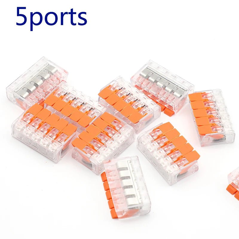 10Pcs Box Electrical Lever Wire Connectors 5 Port Electric Cable Clamp