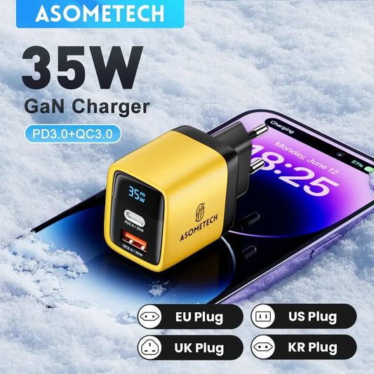 ASOMETECH 35W GaN Charger LED Display QC3.0 30W 25W PD PPS Quick