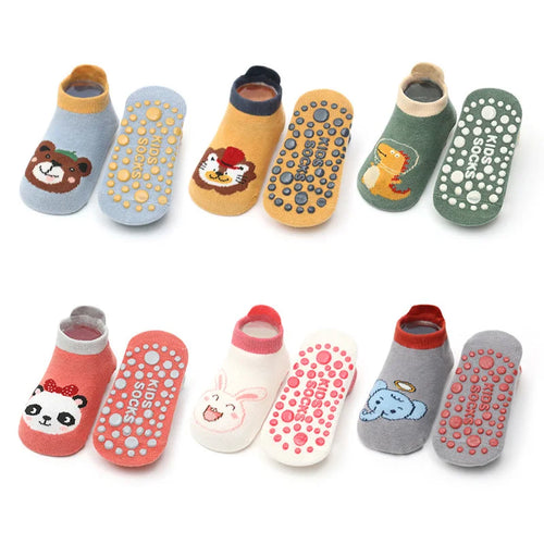 6 Pairs Kids Cotton Socks Cute Cartoon Animal Pattern Comfy Breathable