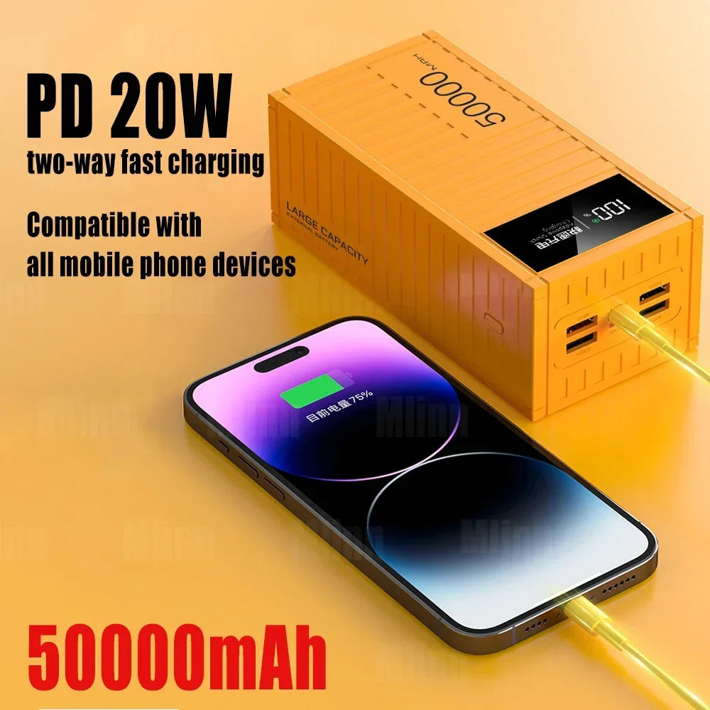 50000mAh 66W Power Bank Super Fast Charging Container External Battery
