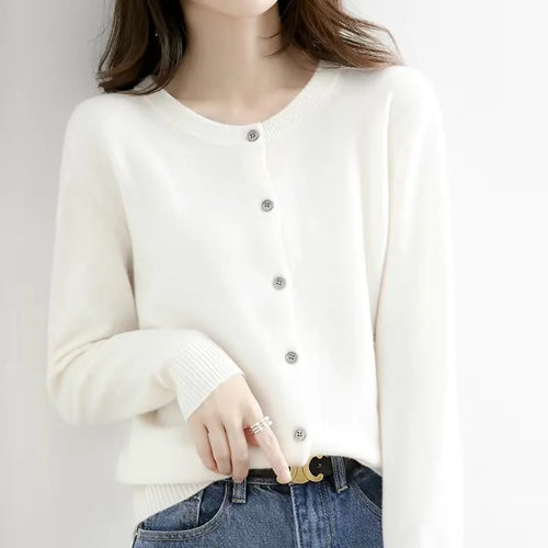 Women Cardigans Sweater O-neck Spring Autumn Knitted Cashmere