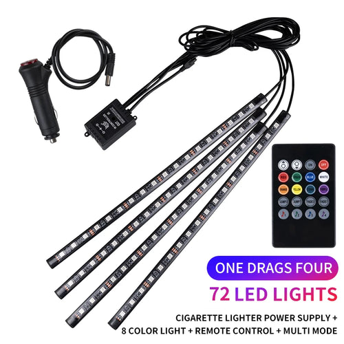 Neon LED Car Interior Ambient Foot Strip Light Kit Accessories RGB