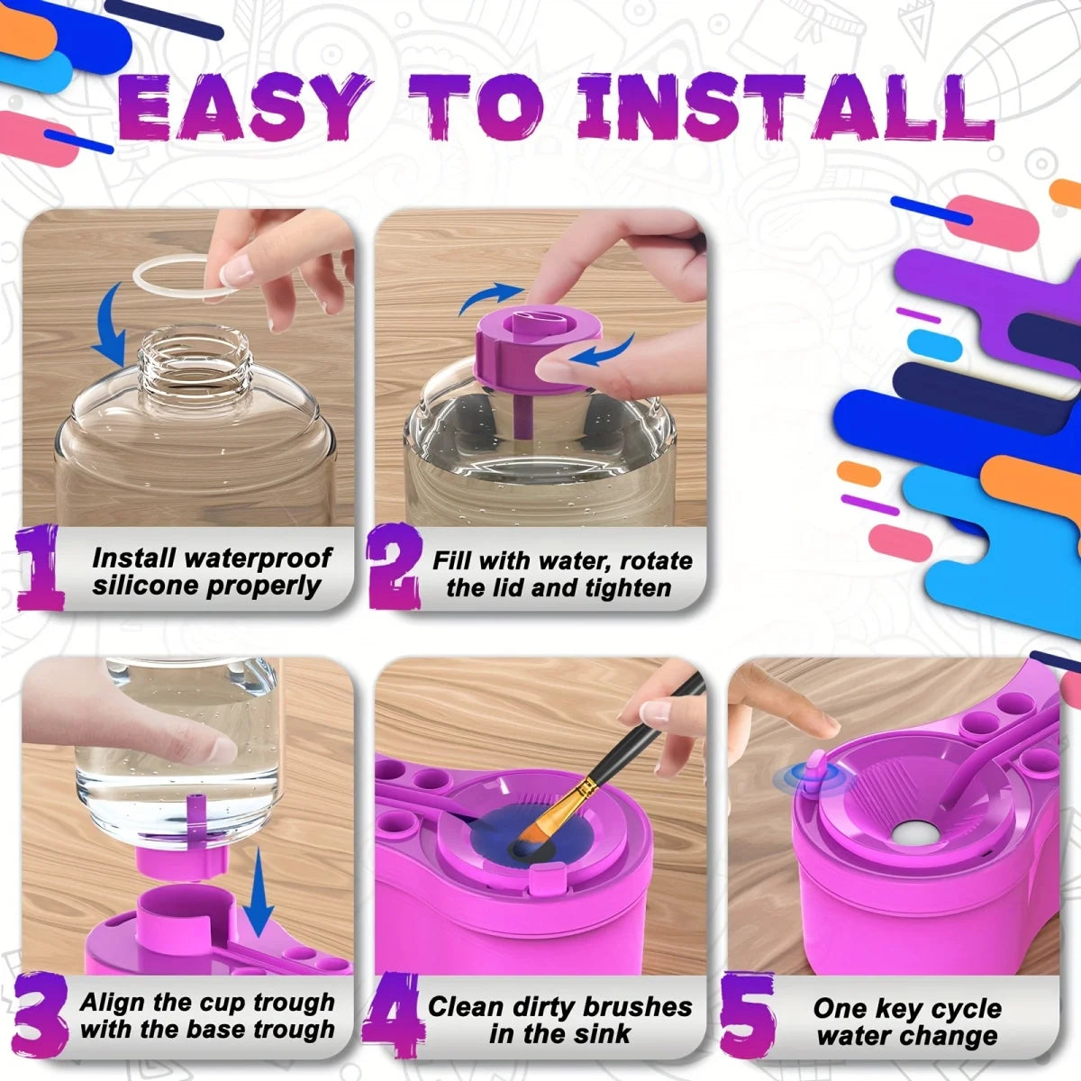 New Paint Brush Cleaner With Drain Button Automatic Water Circulation