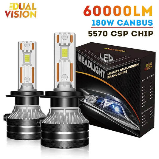 K5C H7 LED 60000LM Headlights Canbus 8000K H1 H4 H11 9012 HIR2 H8 H9
