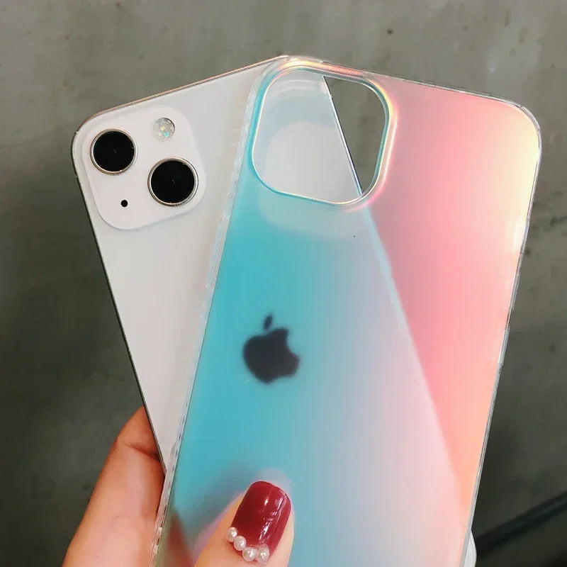 Fashion Matte Aurora Laser Gradient Phone Case For iPhone 16 Pro Max