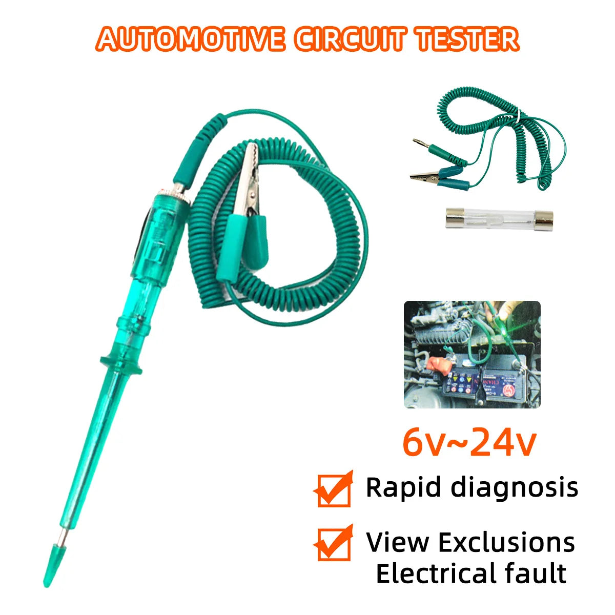 Car Truck Voltage Circuit Tester Digital Led Long Probe Pen Bulb