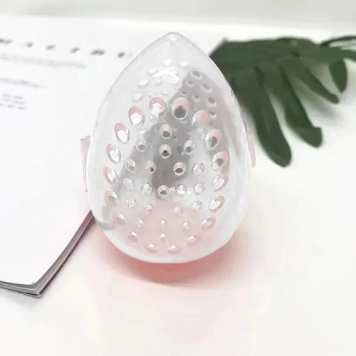 Empty Makeup Sponge Storage Box Plastic Egg Shaped Cosmetic Puff