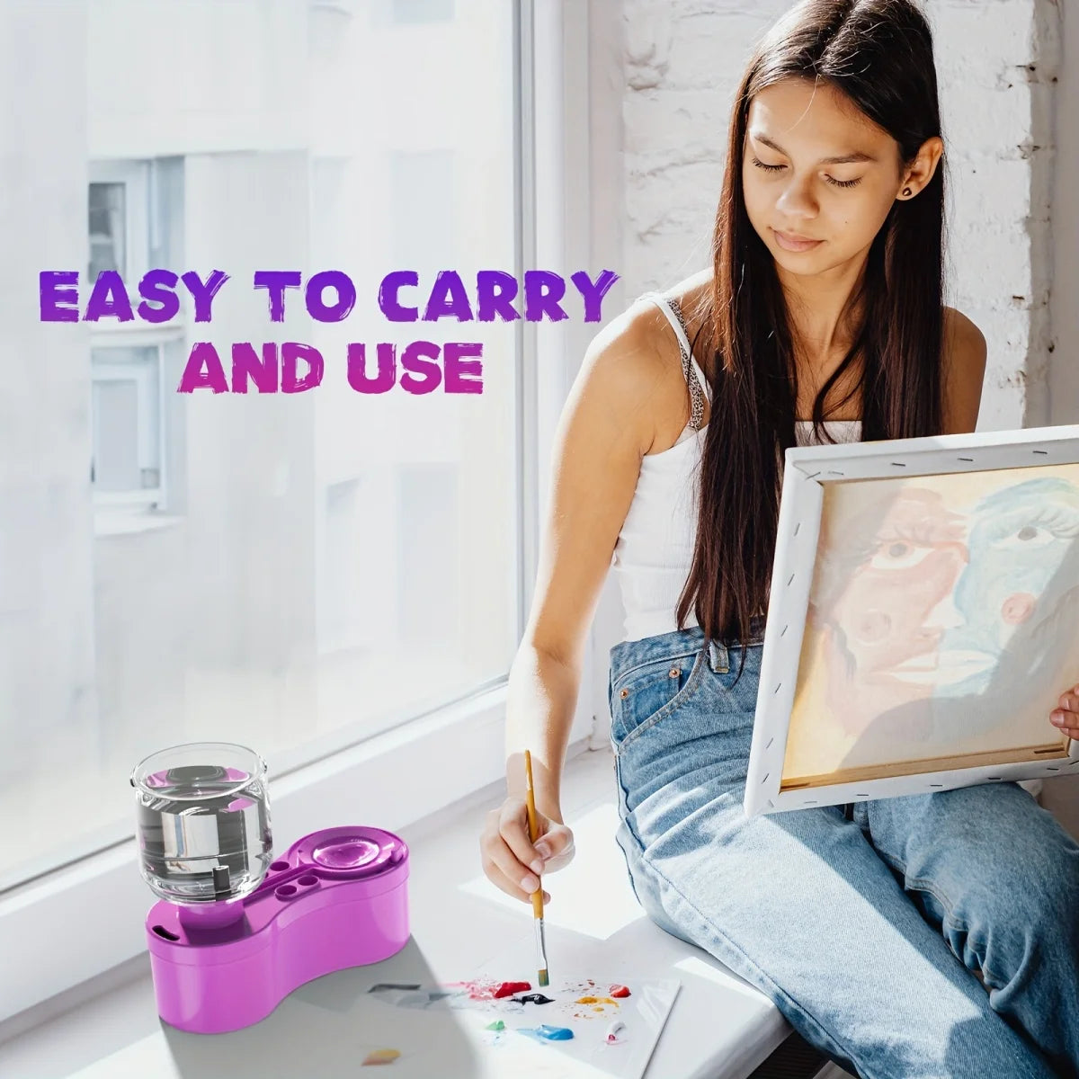 New Paint Brush Cleaner With Drain Button Automatic Water Circulation