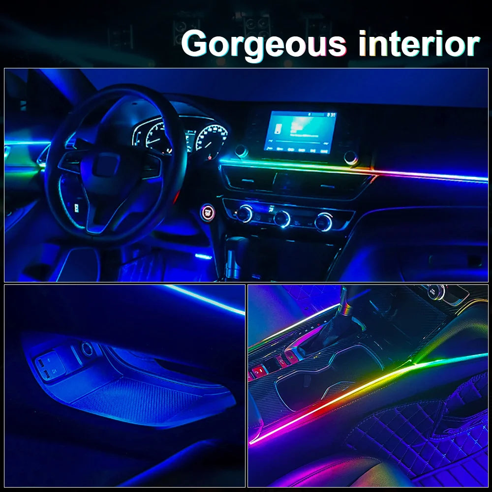 6/10/14/18 in 1 Led Car Ambient Lights RGB 213 64 Color Acrylic Strips