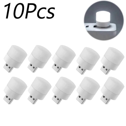 1/10Pcs Mini USB Night Light Warm White Eye Protection Book Reading