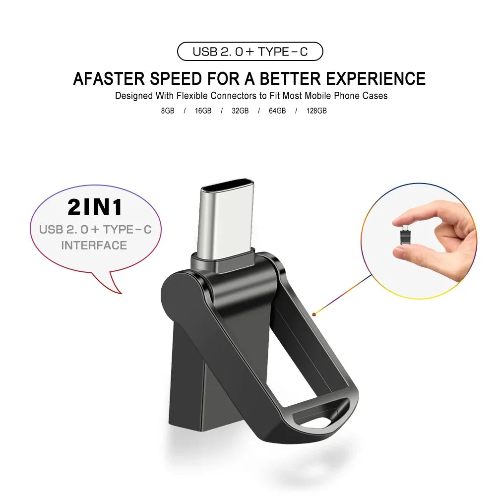 TYPE-C Mini USB Flash Drive 64GB OTG for Android Phones Pen Drive 32GB