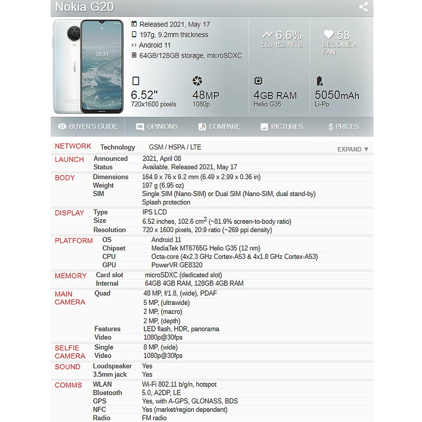 For Nokia G10 G20 LCD Display Touch Screen Digitizer Assembly TA-1334