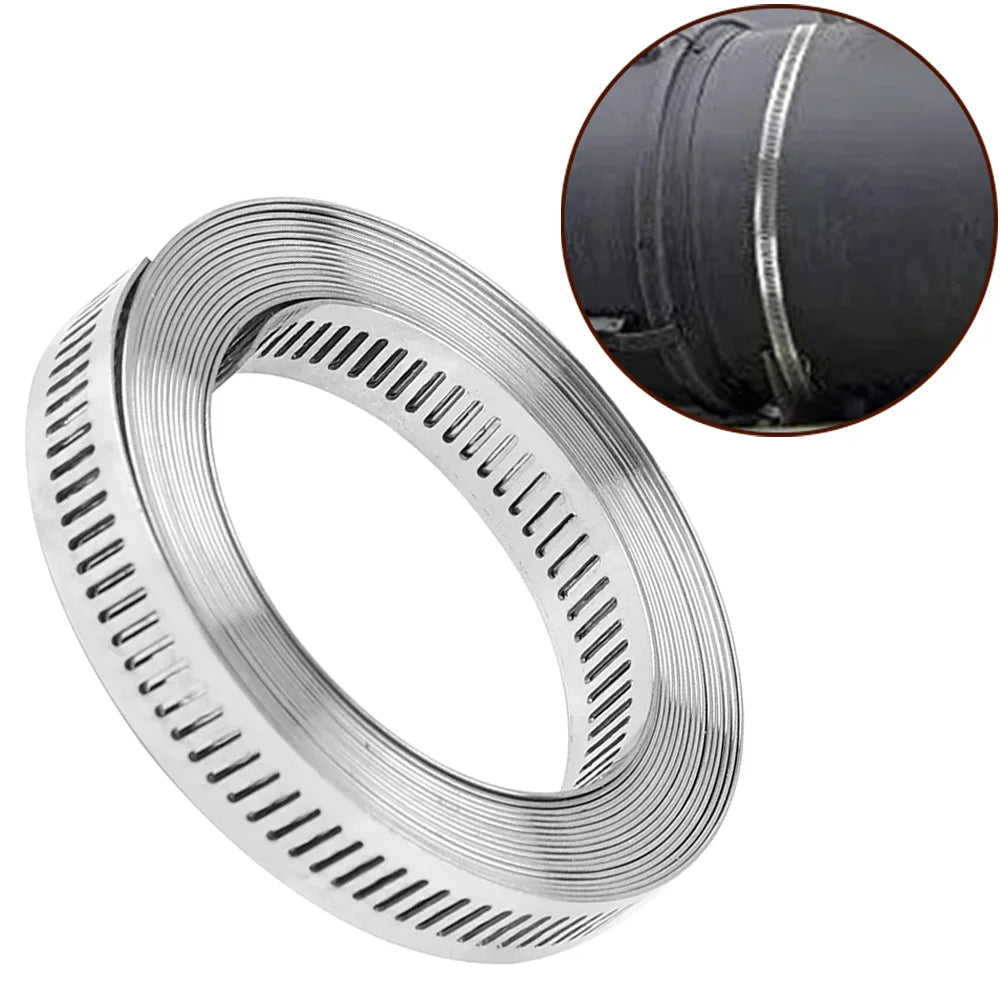9.8ft Adjustable Large Hose Clamps Worm Gear Stainless Steel Clamp+6